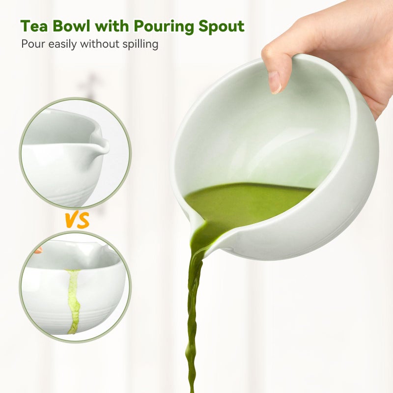 Joiish Matcha Tea Set 10-Pcs Kit  Whisk and Bowl with Spout & Measuring Spoon  Japanese Tea Making Tools  Grey - Image 3